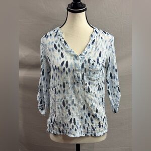 Charlie B Coton Print Blouse Top White/Blue